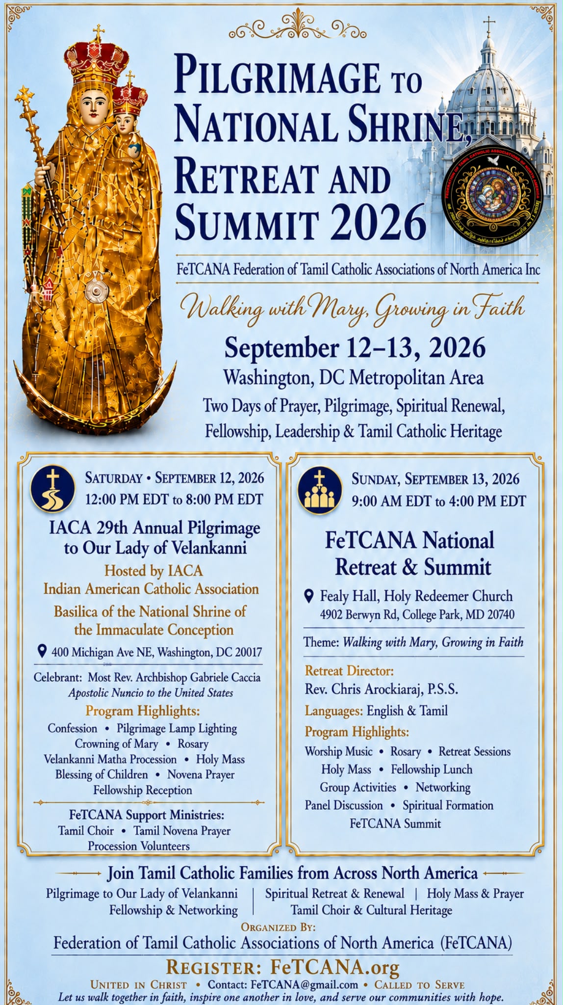 FeTCANA Pilgrimage to National Shrine, Retreat and Summit 2026
